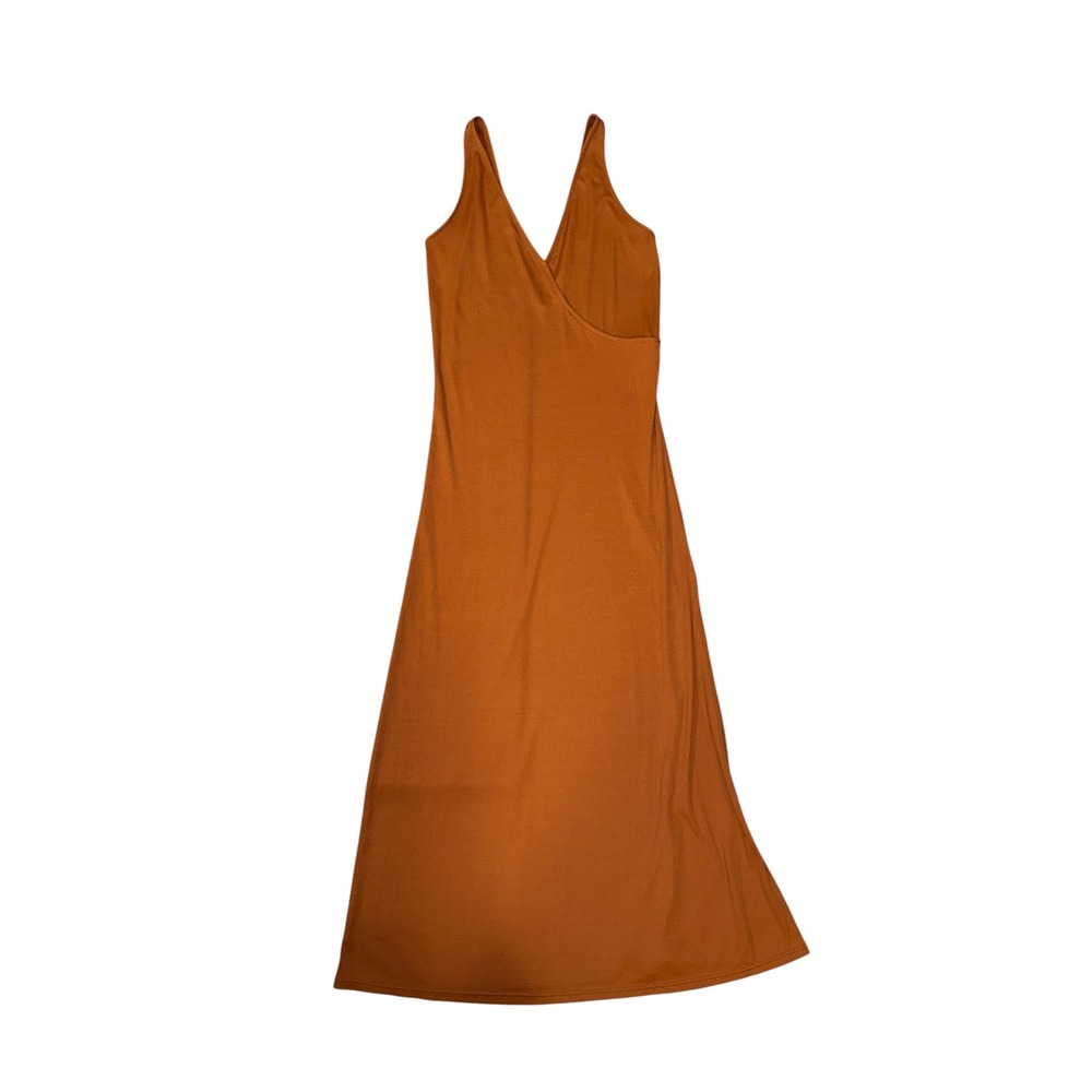 Victoria's Secret Maxi Dress Women XS Rust Orange Ribbed V-Neck Slit